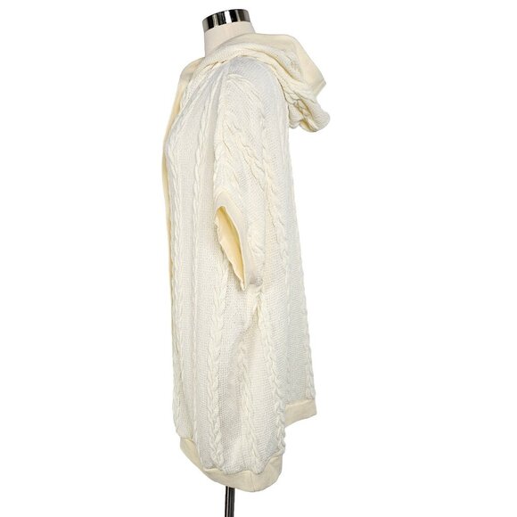 Simple By Suzanne Betro Womens Cable Knit Cardigan Medium Ivory Oversized Hoodie - Picture 6 of 16